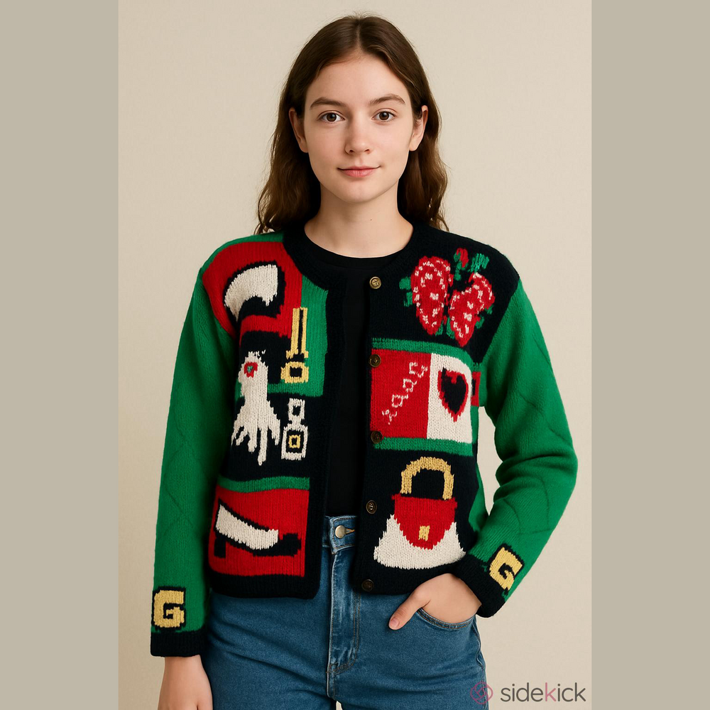 Vintage Christmas Sweater Eagle's Eye Christmas Cardigan teachercore